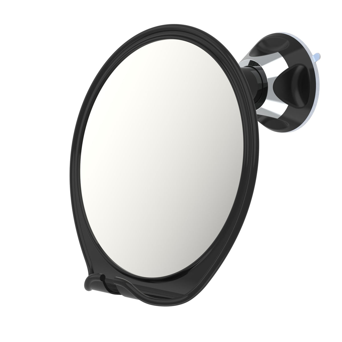 Luxo Shaving Mirror With Suction Cup - Anti Fog, Shatterproof, Razor Holder, Black, 7.1&quot;X6