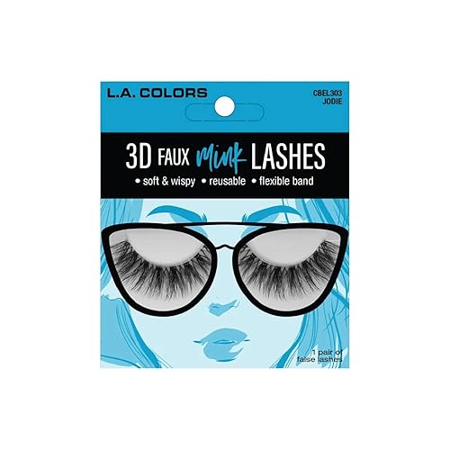 L.A. Colors 3D Faux Mink Lashes - Jodie, 1 Pair, Lightweight & Dramatic Volume