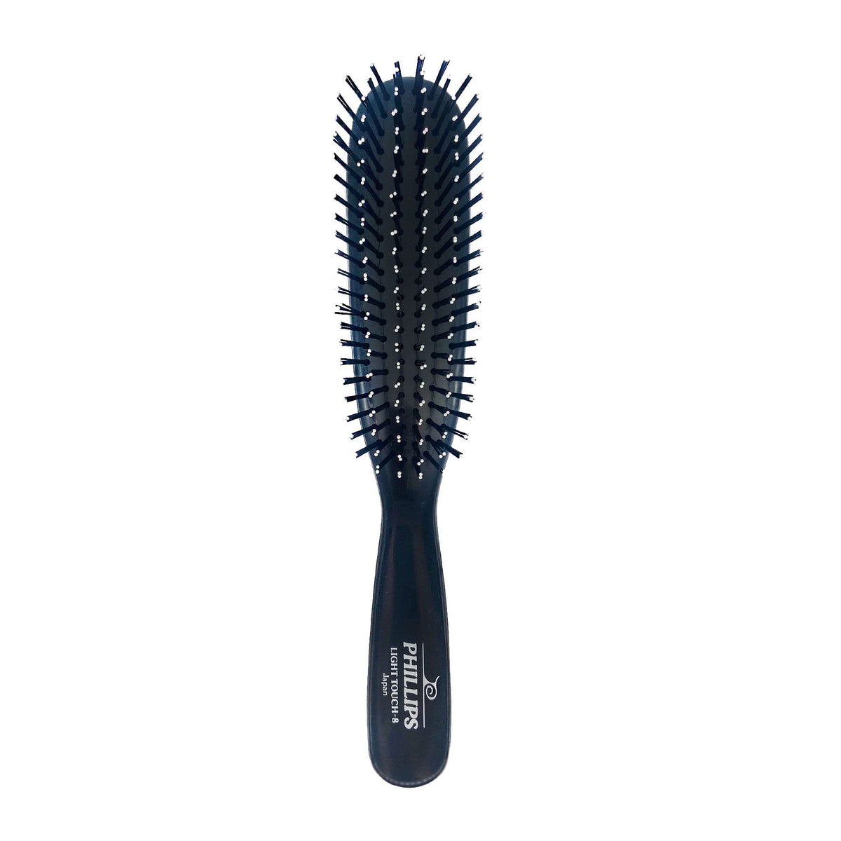 Phillips Brush Co Light Touch 8&quot; Black Hair Brush - Nylon Bristles for Styling & Detangling