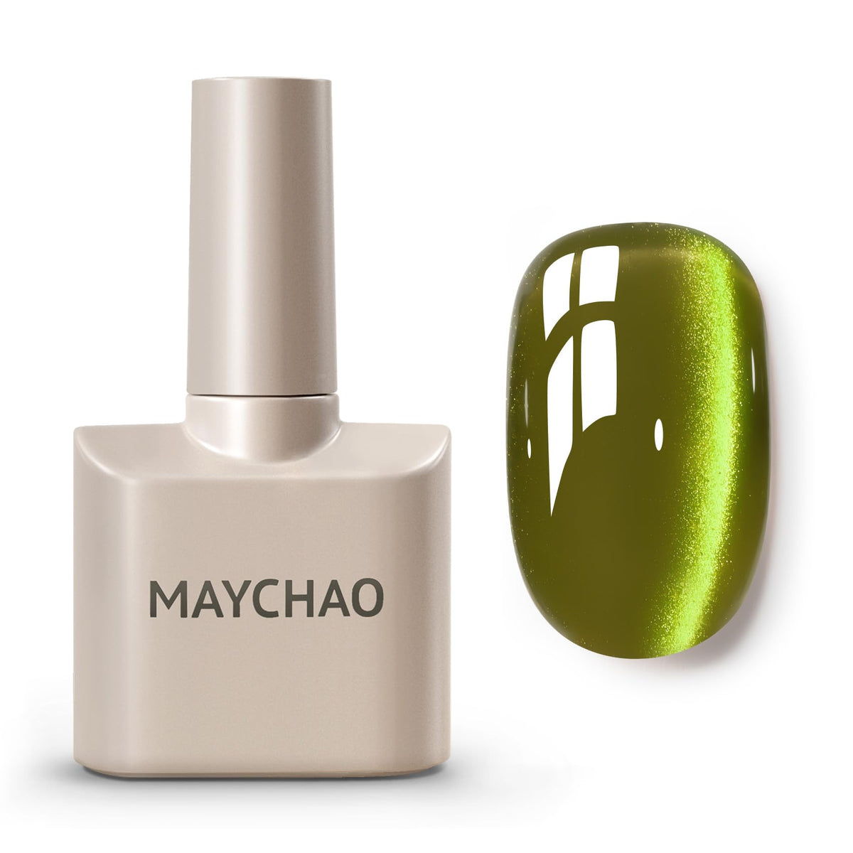 Maychao 15Ml Aurora Green Cat Eye Gel Nail Polish - Holographic Magnetic For Nail Art Diy