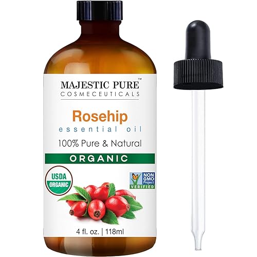 Majestic Pure Organic Rosehip Oil - Usda Certified For Face, Skin & Hair - 4 Fl Oz