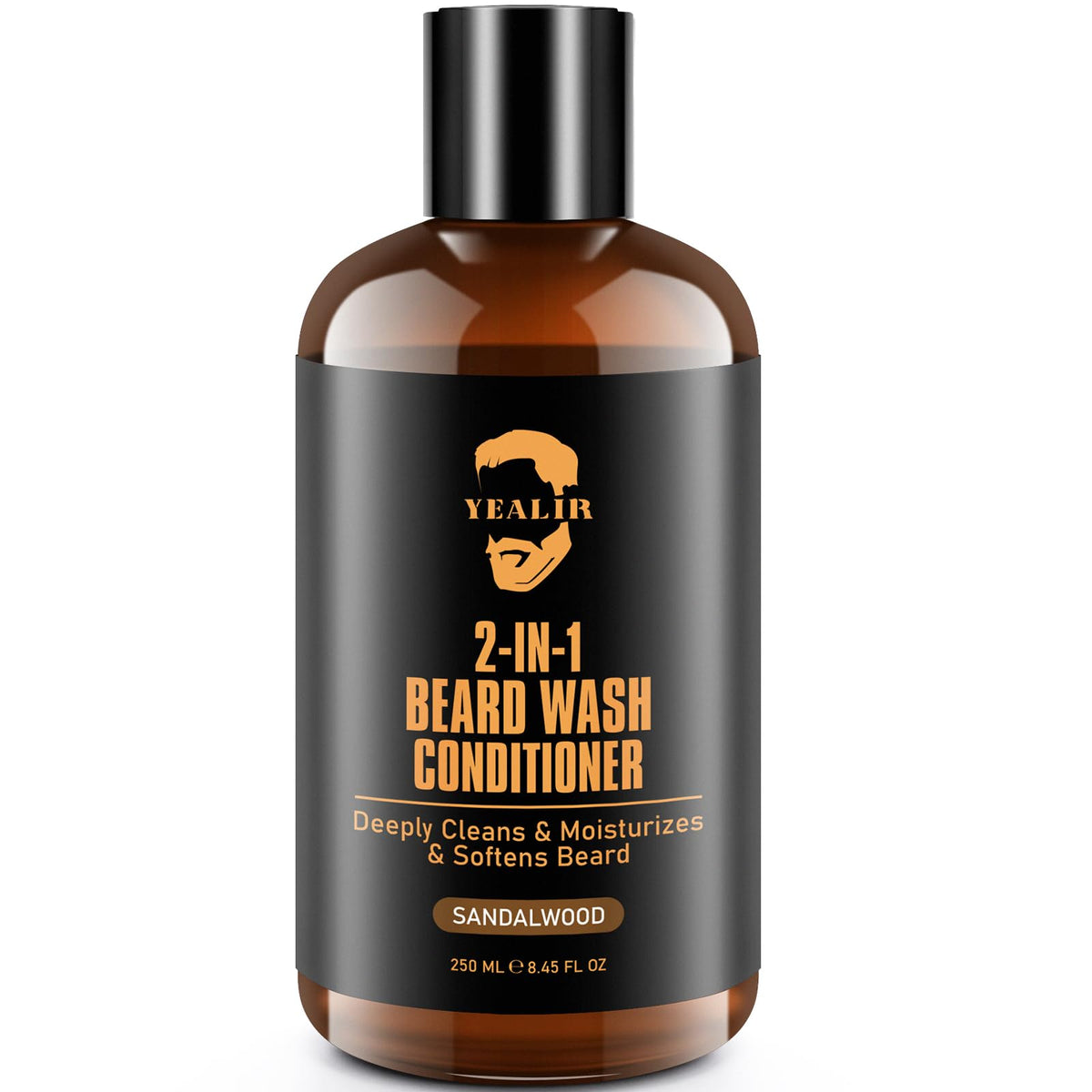 Yealir 2-In-1 Beard Wash & Conditioner - Sandalwood Scent, 8.45 Oz - Softens &