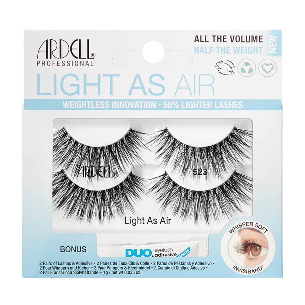 Ardell Light As Air 522 Lashes 2Pk With Duo Pipette - Synthetic Fibers, 2 Pairs