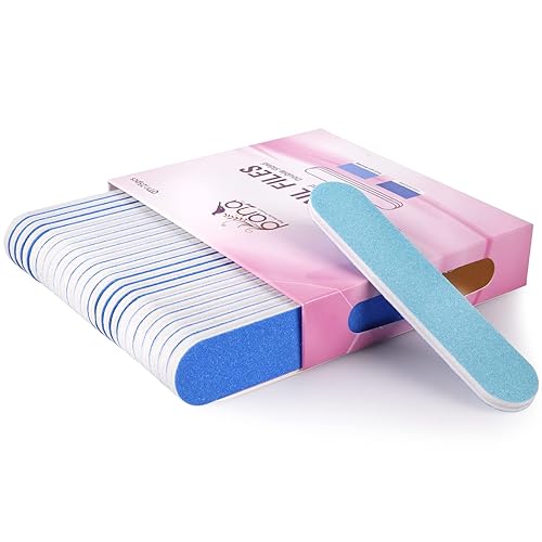 Pana 25Pcs Mini Blue Nail Files - Double Sided 80/80 Grit Emery Board For Manicure & Pedicure