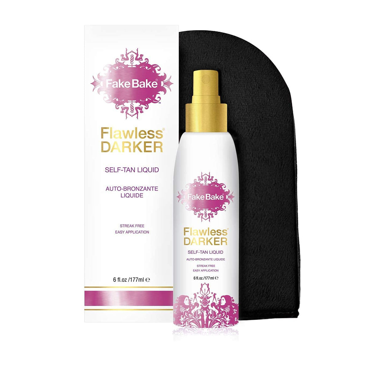 Fake Bake Flawless Darker Self-Tanning Liquid, 6 Oz - Streak-Free, Natural Glow, Black Coconut Scent