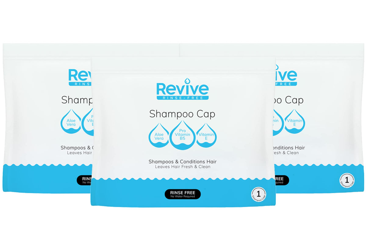 Revive Rinse-Free Shampoo Cap, Ph Balanced Rinse-Free Hair Care For Post-Surgery, 3-Pack