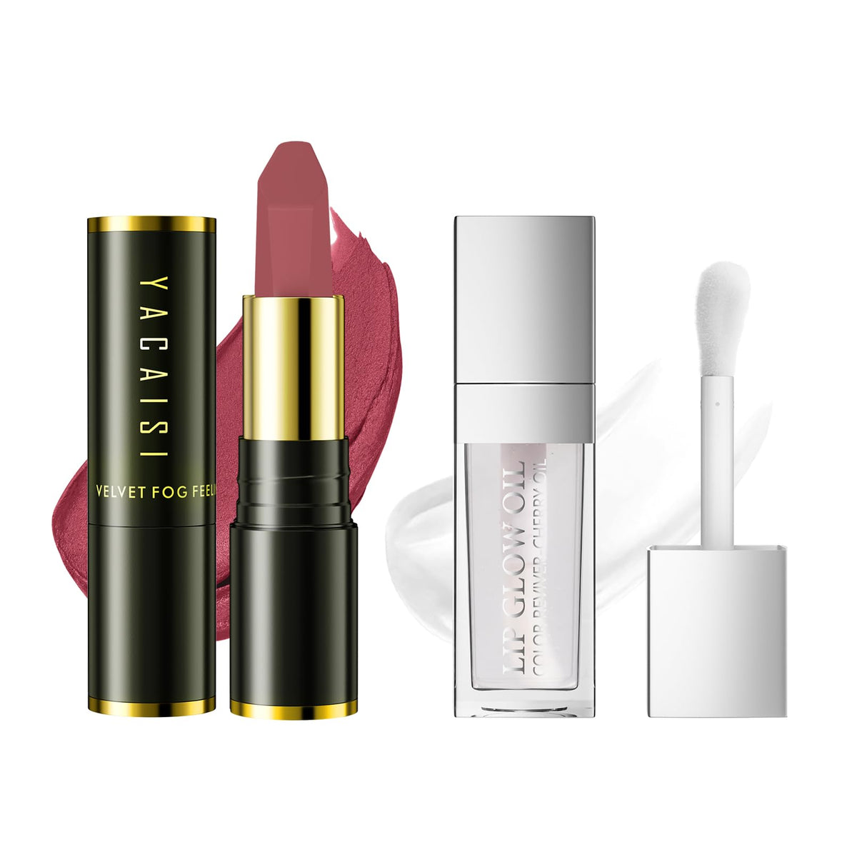 Yanqina 2-In-1 Silky Velvet Lipstick Set - Waterproof Matte & Moisturizing Lip Oil, Red Bead Paste