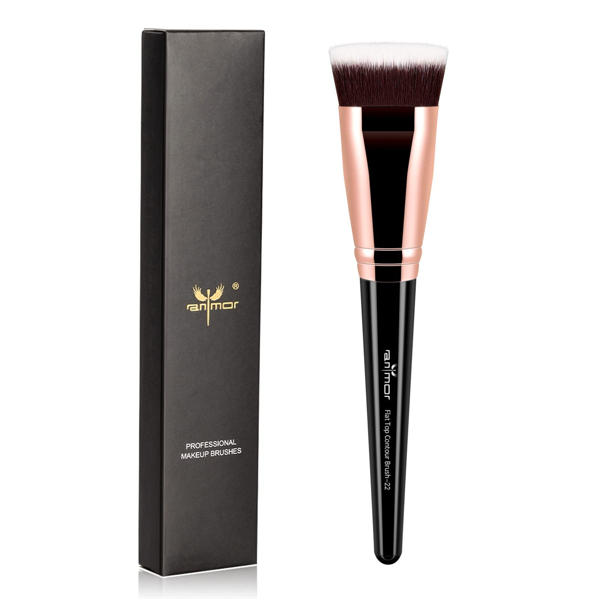 Anmor Rose Gold Flat Contour Brush - Premium Blush & Bronzer Makeup Tool For Flawless Blending