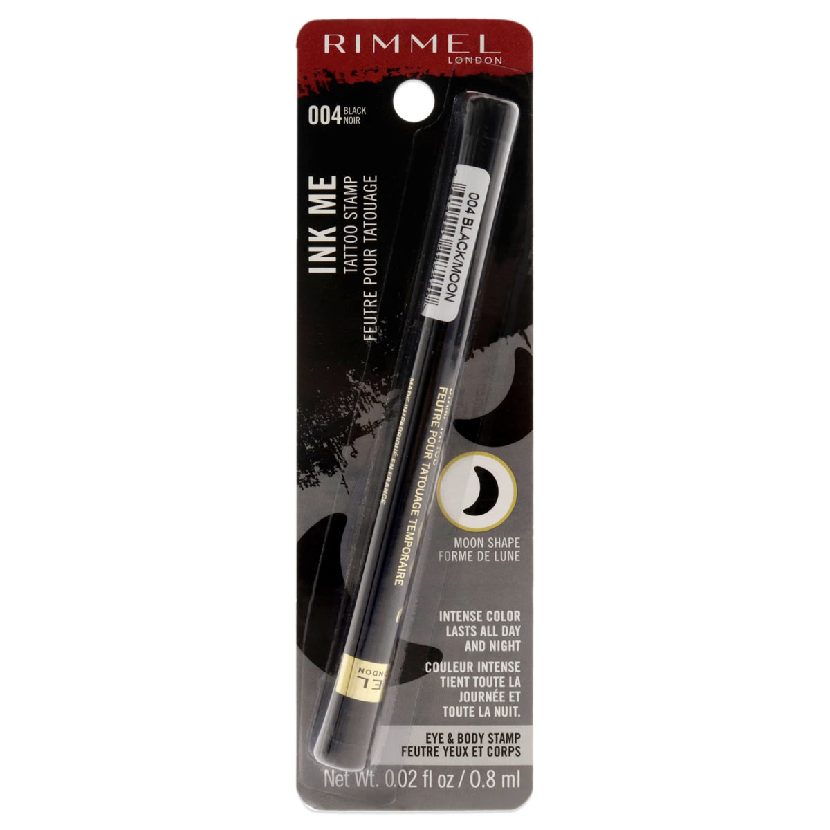 Rimmel London Ink Me Tattoo Stamp - 004 Black Moon Shape Eyeliner, 0.02 oz for Women