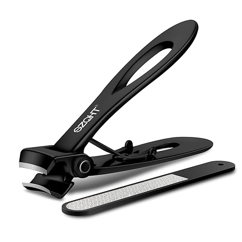 SZQHT Ultra Wide Jaw Nail Clippers Set for Thick Toenails - Stainless Steel, Black, 2 Piece