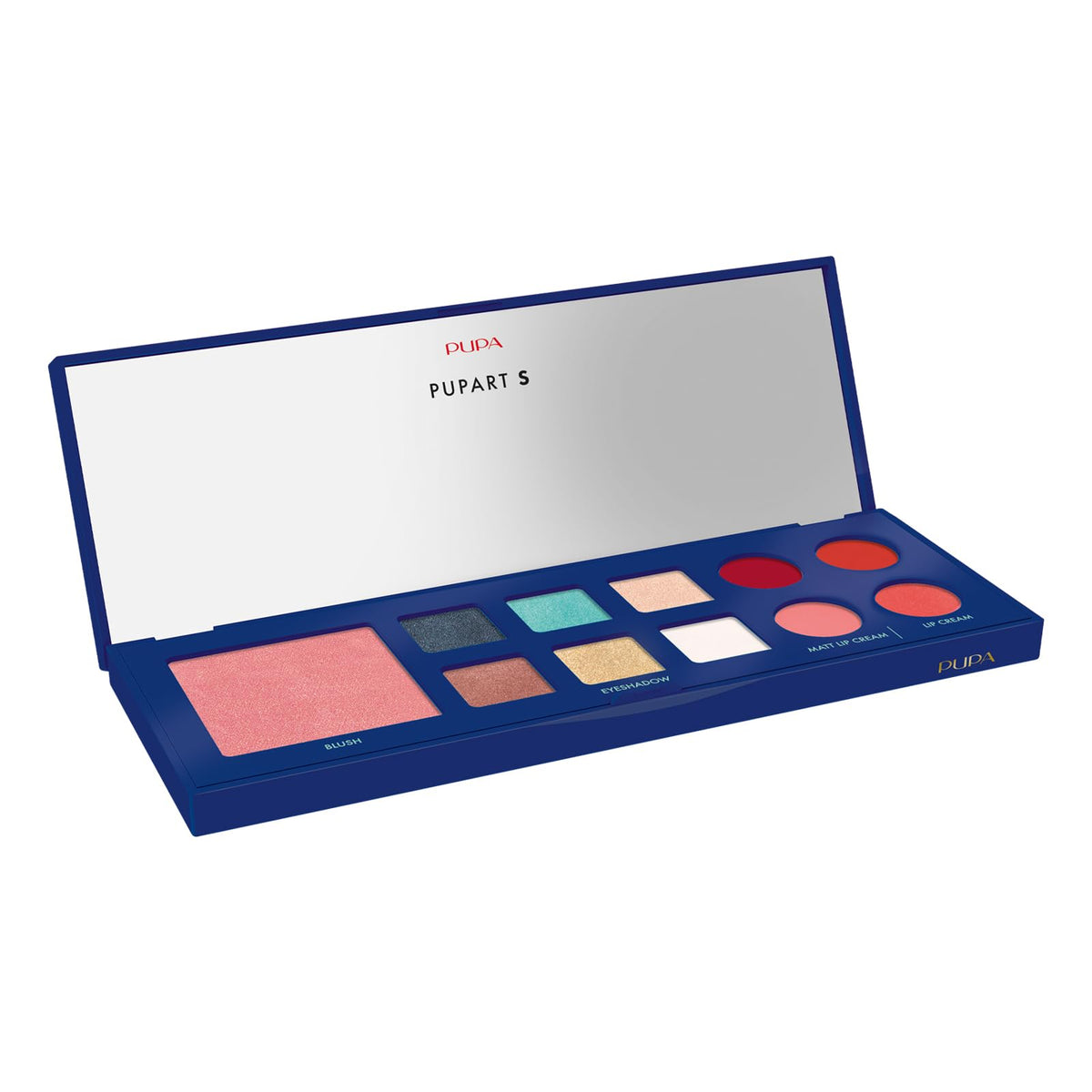 Pupa Milano Pupart S Makeup Palette 004 Blue - Versatile Kit For Eyes, Cheeks & Lips