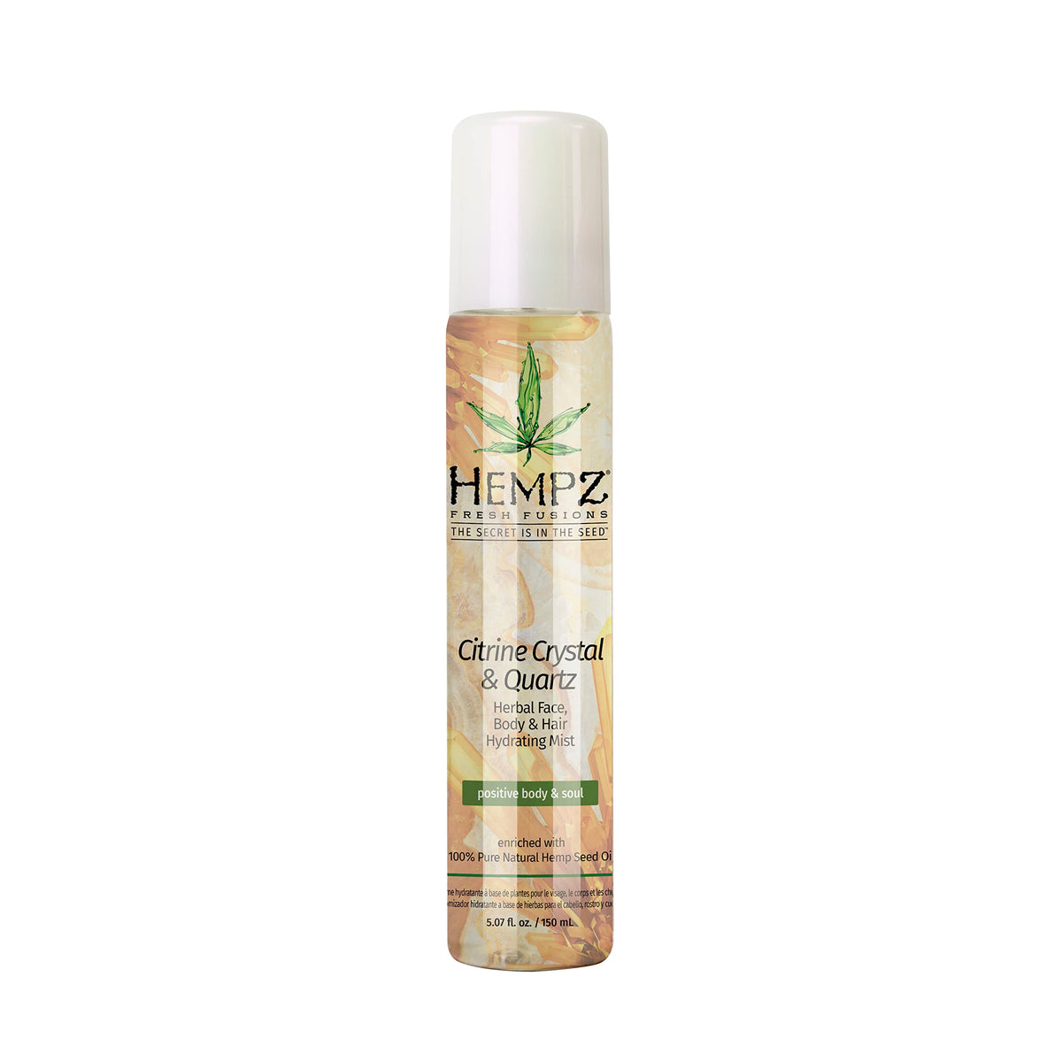 Hempz Citrine Crystal & Quartz Hydrating Mist, 5.07 Oz - Natural Body Spray With Hemp Seed Oil