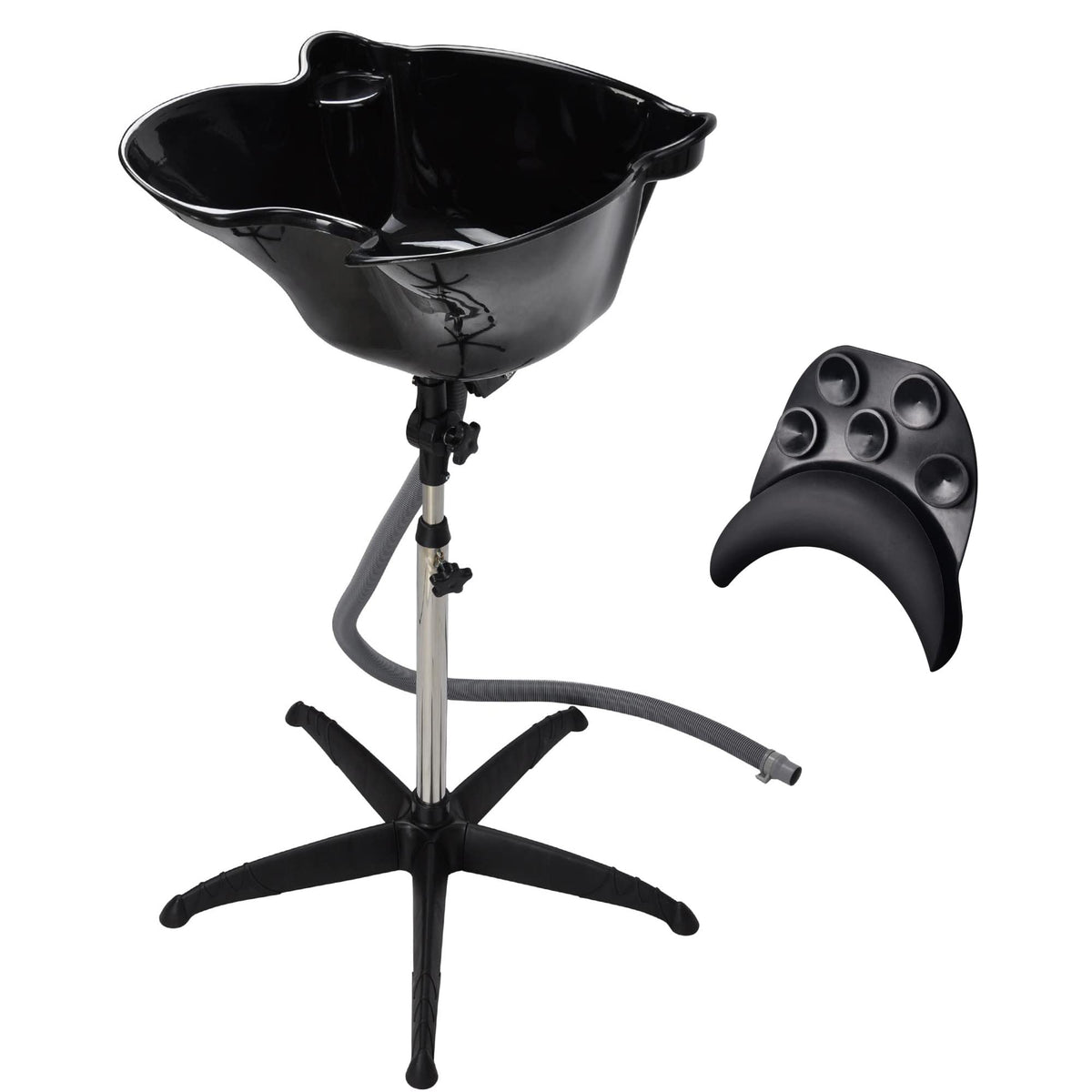 Aw Adjustable Portable Shampoo Bowl With Neck Rest - Black Floor-Standing Salon Tool