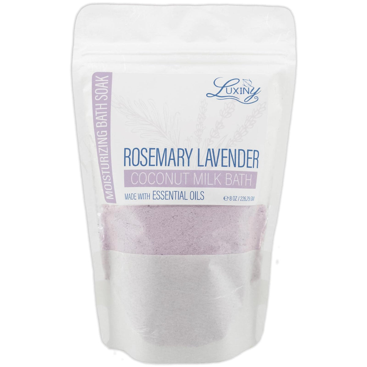 Luxiny Vegan Milk Bath Soak With Coconut & Almond Oil, Rosemary Lavender, 8 Oz - Relaxing Fizz