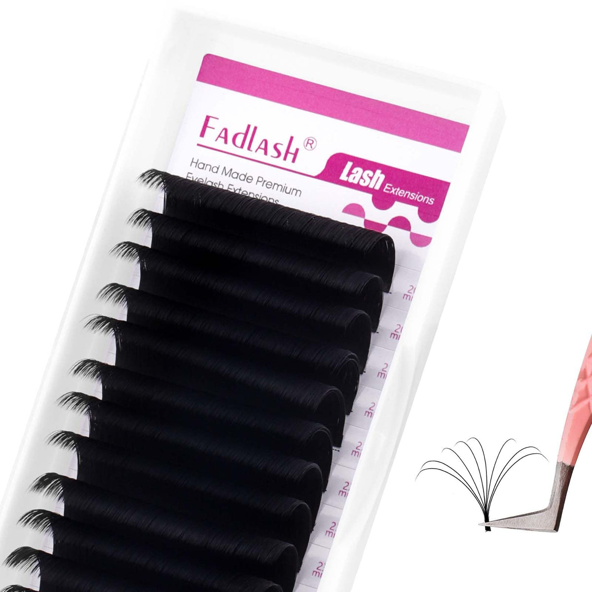 FADLASH Easy Fan Lash Extensions 0.07D C D Curl 20-25mm Volume Lashes - Self Fanning