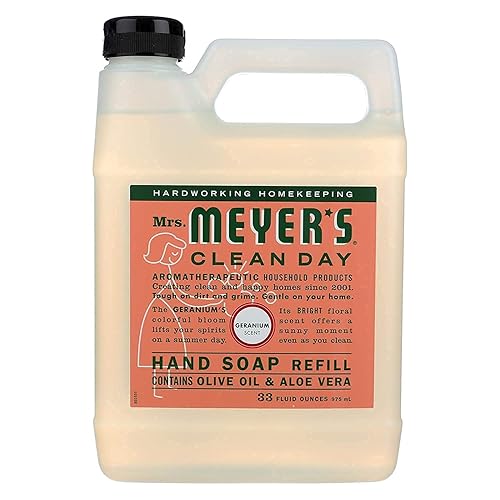 Mrs. Meyer'S Geranium Hand Soap Refill, Essential Oils, 33 Fl Oz, Biodegradable