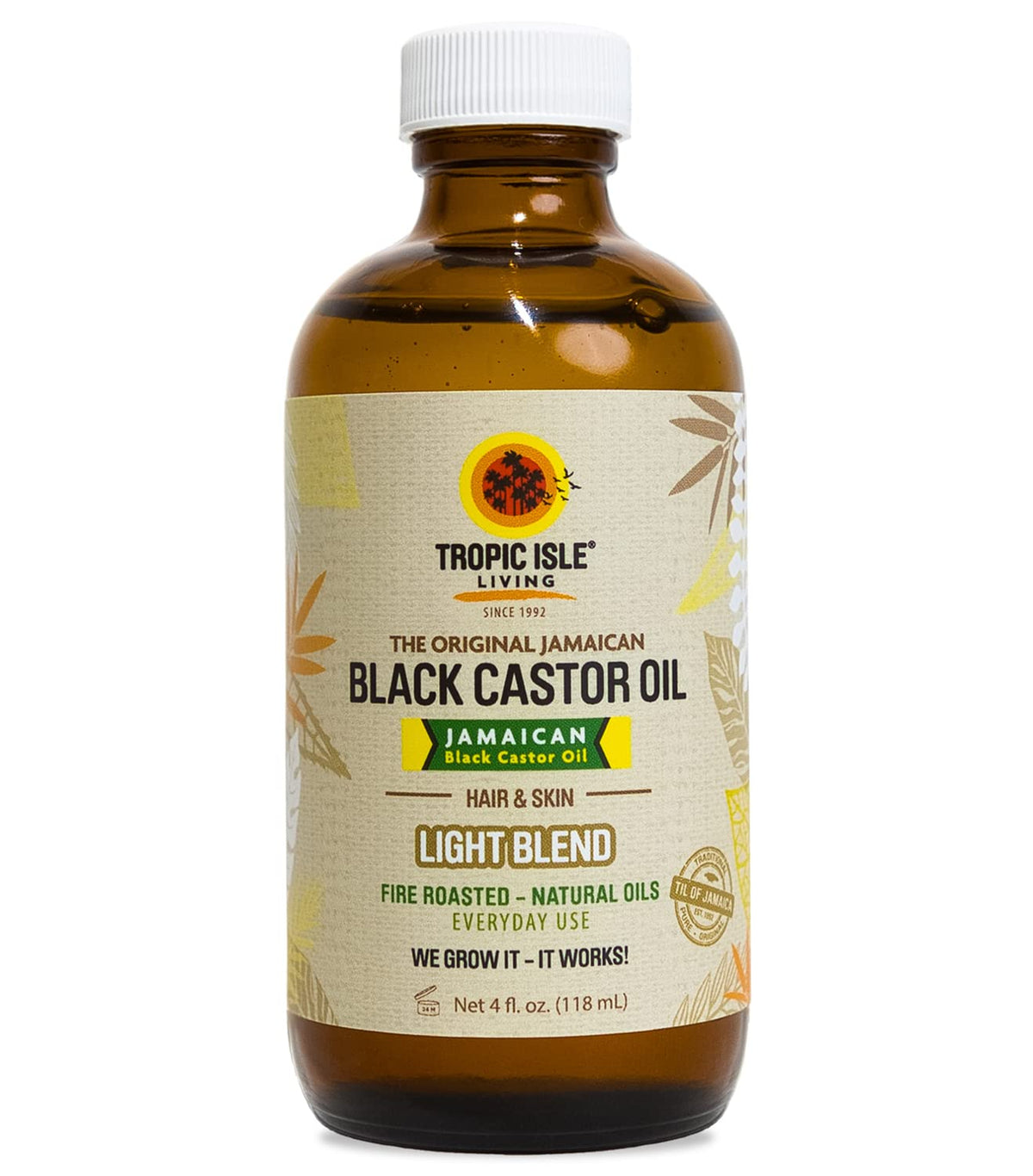 Jamaican Black Castor Oil Light Blend 4Oz - Moisture Seal & Frizz Control For Hair & Skin