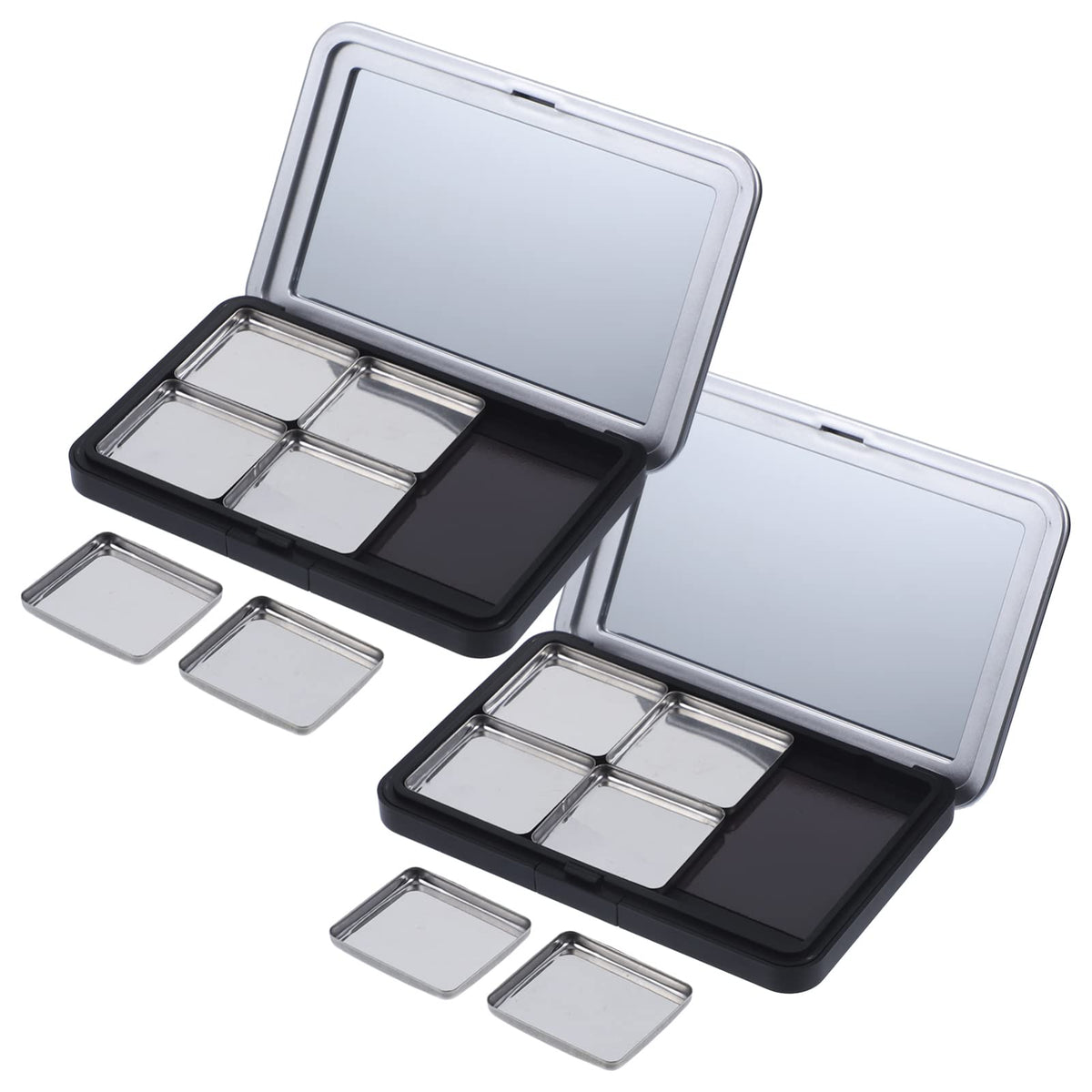 Minkissy Magnetic Empty Eyeshadow Palette With Mirror, Refillable For Eyeshadow & Lipstick, 2Pcs