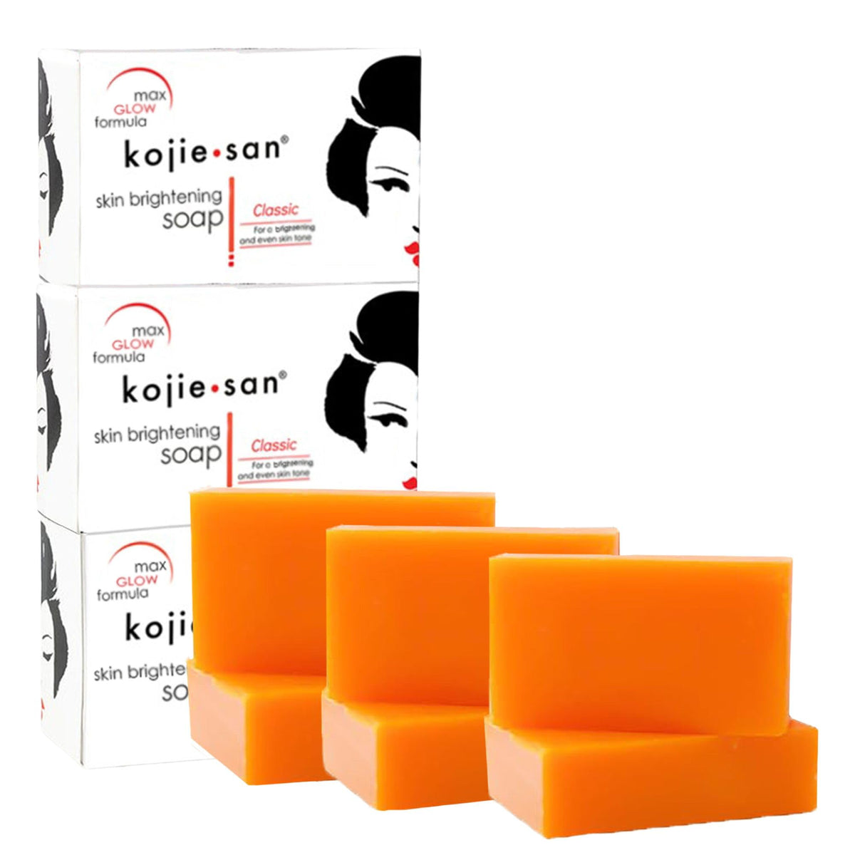 Kojie San Skin Brightening Soap - Original Kojic Acid, Reduces Dark Spots, 100G X 6 Bars