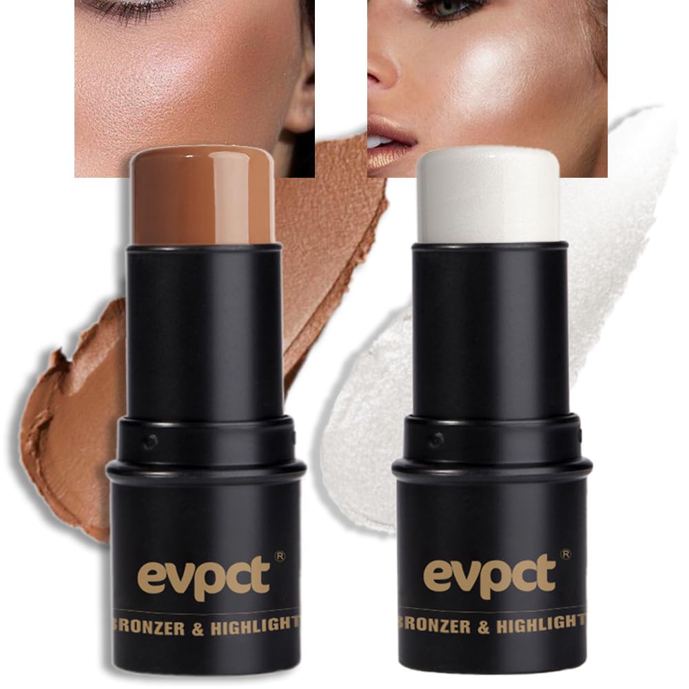 Evpct 2Pcs Face Cream Contour Bronzer Highlighter Stick Kit - Universal, 0.42 Oz