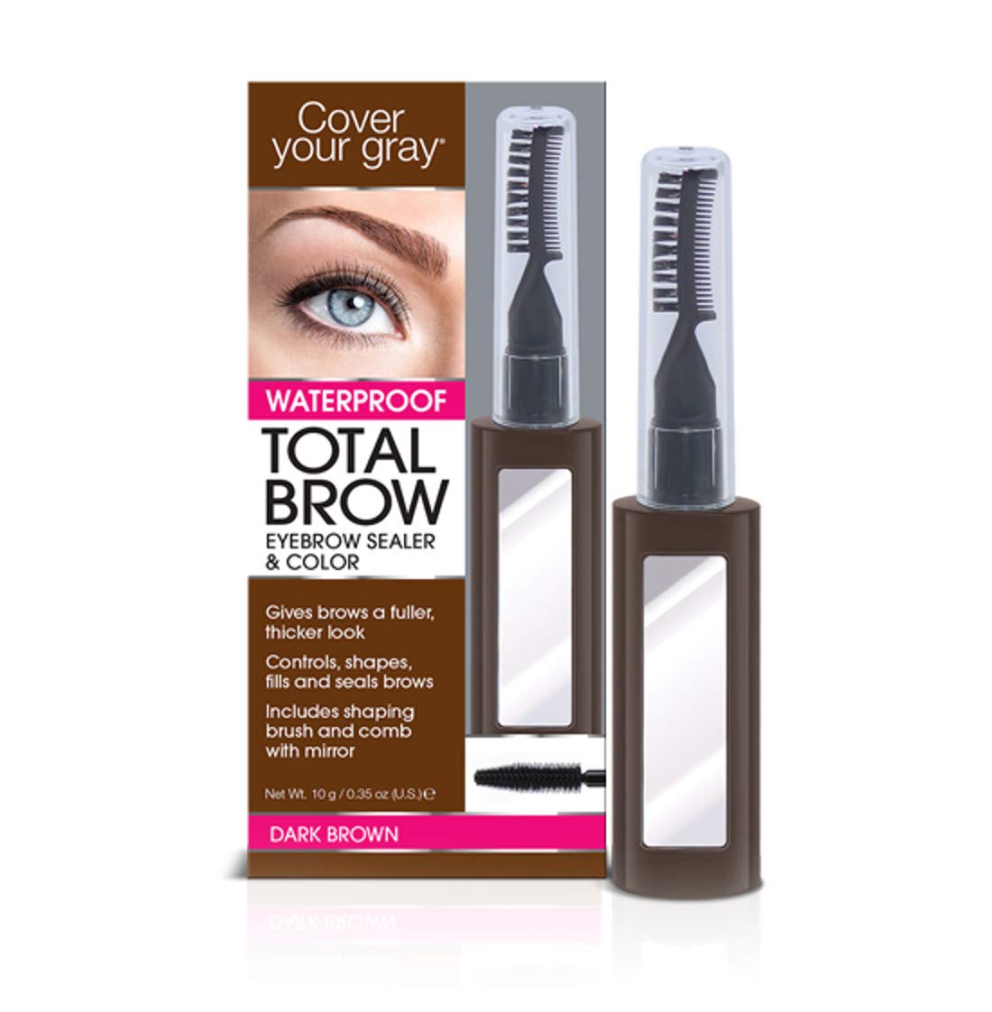 Cover Your Gray Dark Brown Eyebrow Sealer & Color - 1 Count, Perfect For Gray Coverage