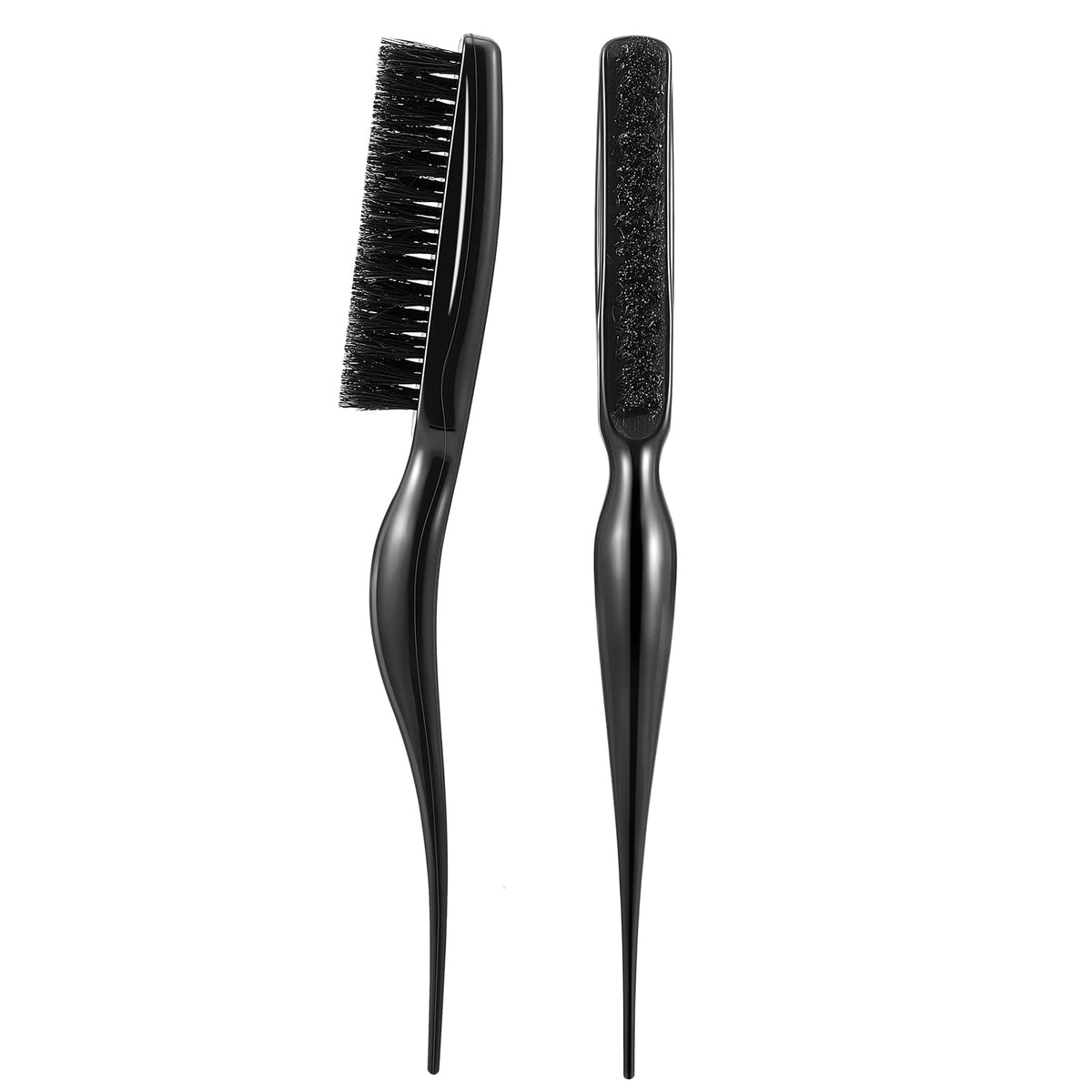 Frienda 2-Piece Boar Bristle Hair Teasing Brush Set - Black Nylon Comb for Salon Styling