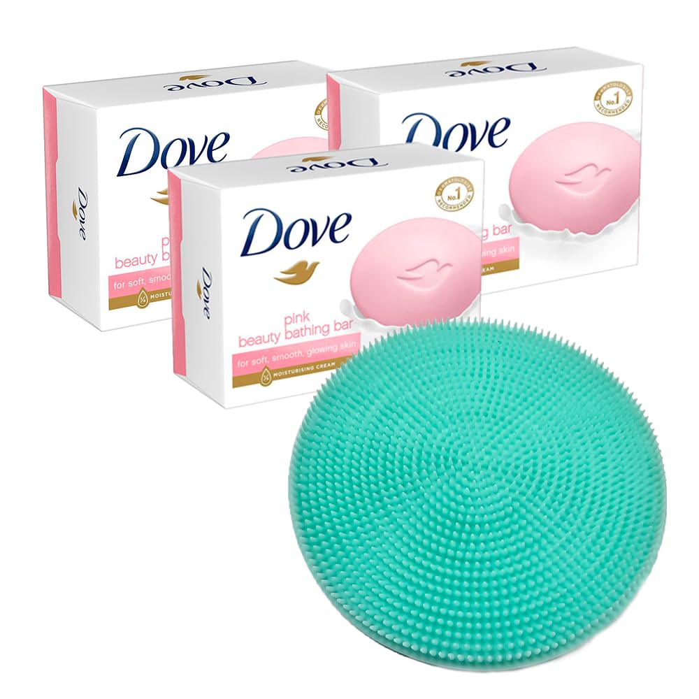 Evarya Dove Bar Soap - Pink Unisex, 3Pcs, Gentle Exfoliating Scrubber, 2.63Oz