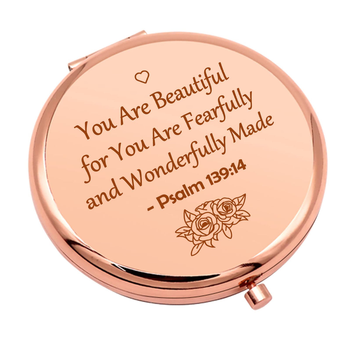 Mwphuy Rose Gold Compact Makeup Mirror - Inspirational Christian Gifts For Girls & Friends