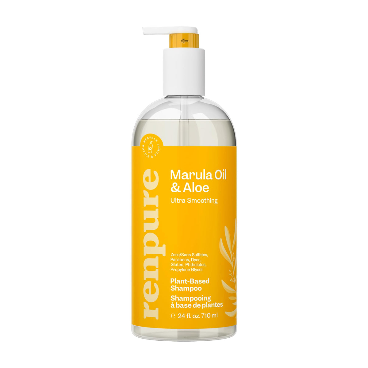 Renpure Marula Oil & Aloe Shampoo For Dry, Frizzy Hair - Paraben Free, 24 Fl Oz Pump Bottle