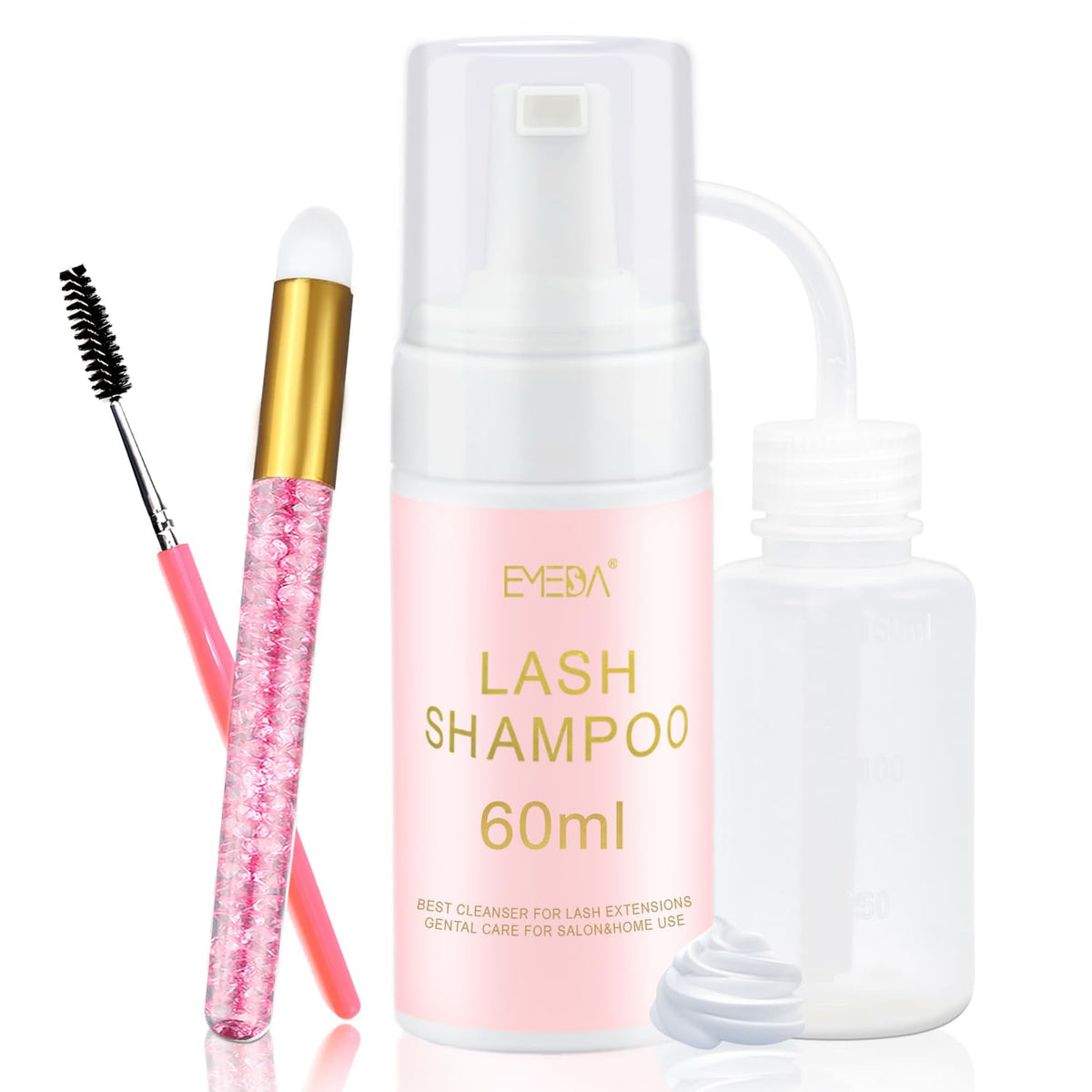 Emeda Lash Shampoo 60Ml - Oil-Free Foam Cleanser For Eyelash Extensions & Cluster Lashes