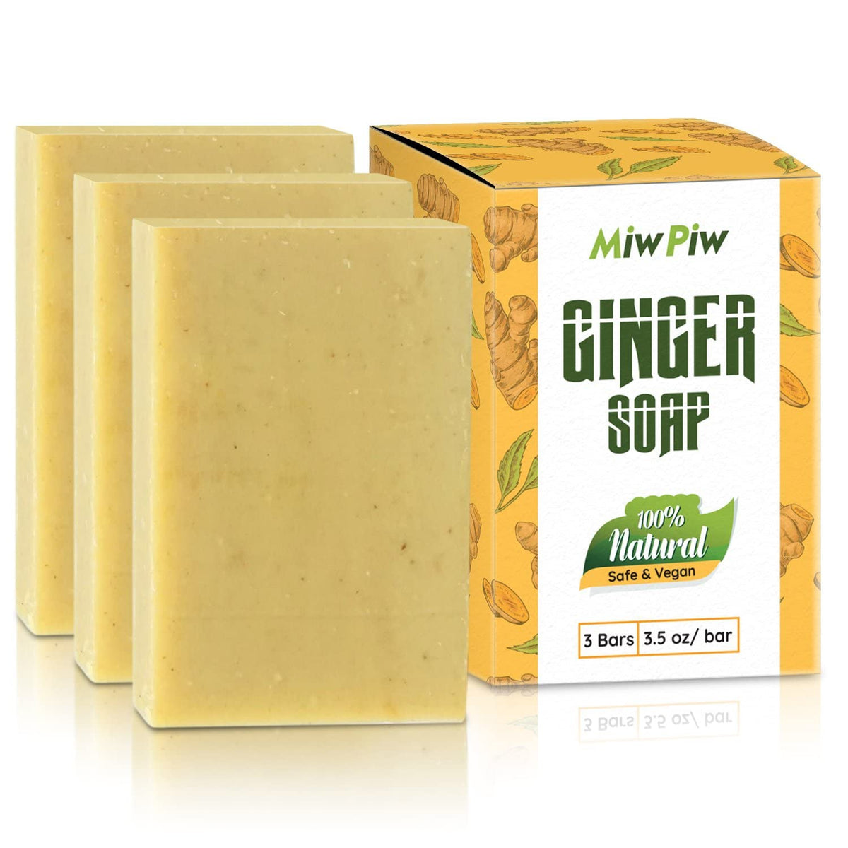 Miw Piw Ginger Soap - Lymphatic Drainage, Anti-Cellulite, Natural Detox Soap, 0.11 Oz