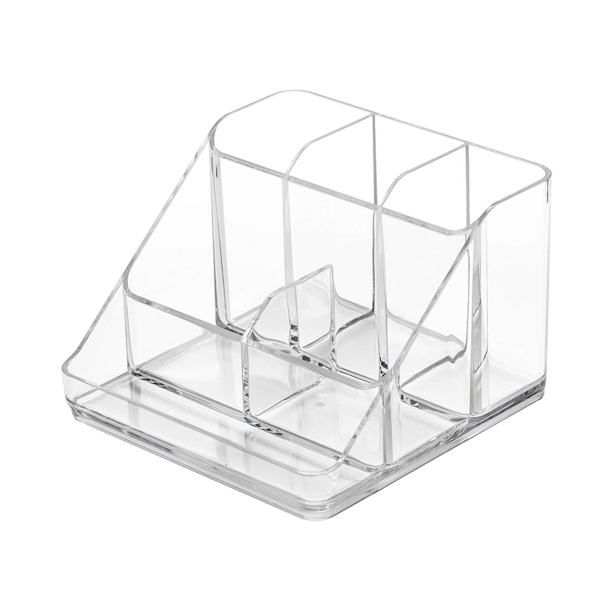 Ettori Clear Makeup Organizer Tray - 6-Compartment Vanity Storage For Jewelry & Accessories