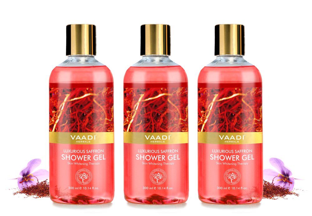 Vaadi Herbals Sulfate-Free Shower Gel - Herbal Body Wash For Men & Women - Luxurious Saffron, 300Ml