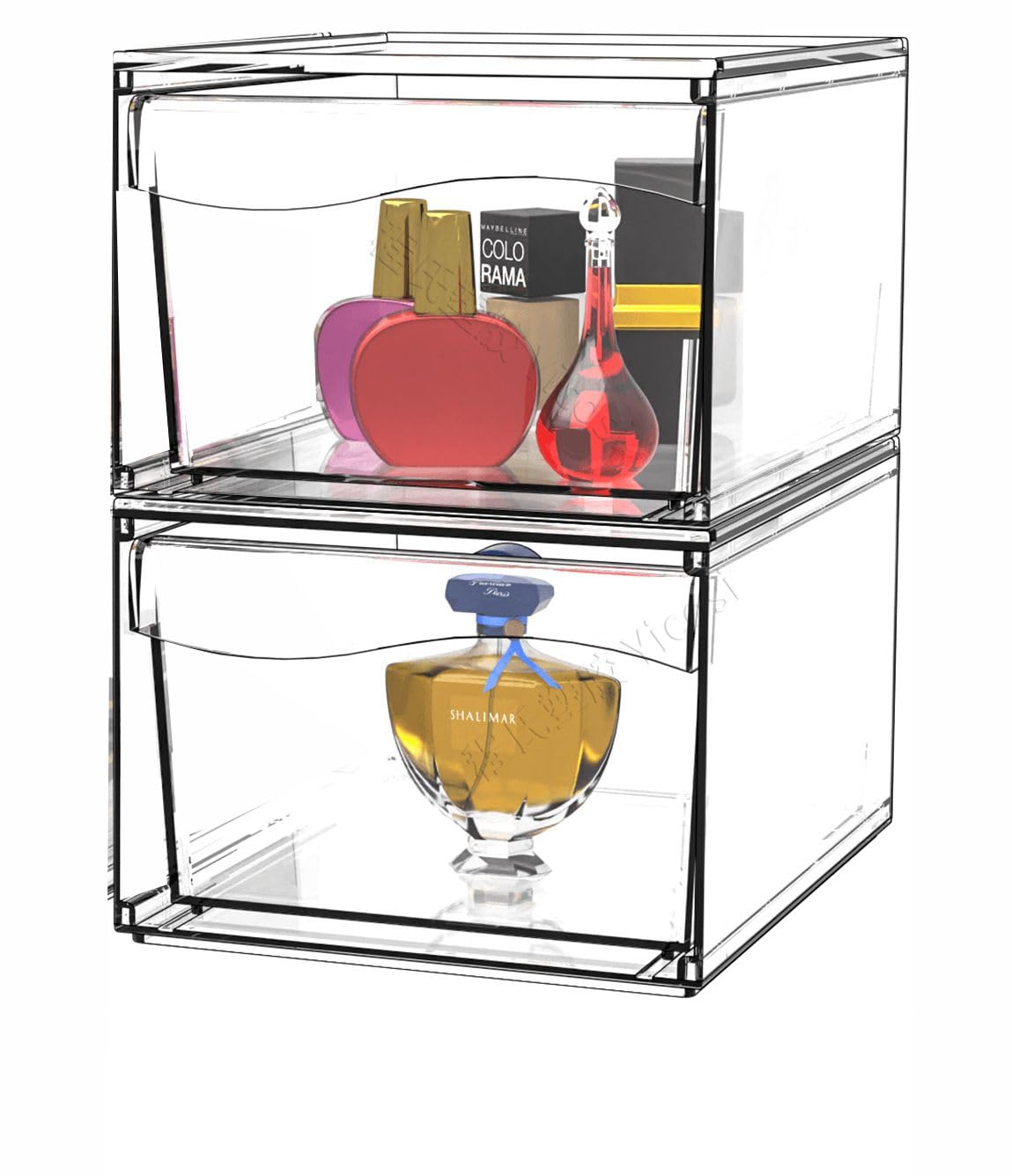 Cq Acrylic 2 Pack Clear Stackable Storage Drawers - Acrylic Organizers For Home & Kitchen