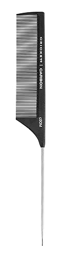 Cricket C50M Carbon Fine Tooth Rattail Comb - Anti-Static, Heat Resistant for Styling & Coloring