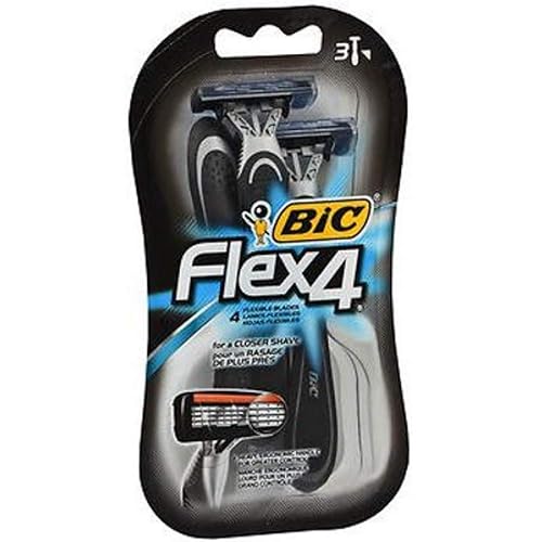 Bic Flex 4 Quad Shavers, 4 Count (Pack Of 3) - Men'S Disposable Razors For Smooth Shaving