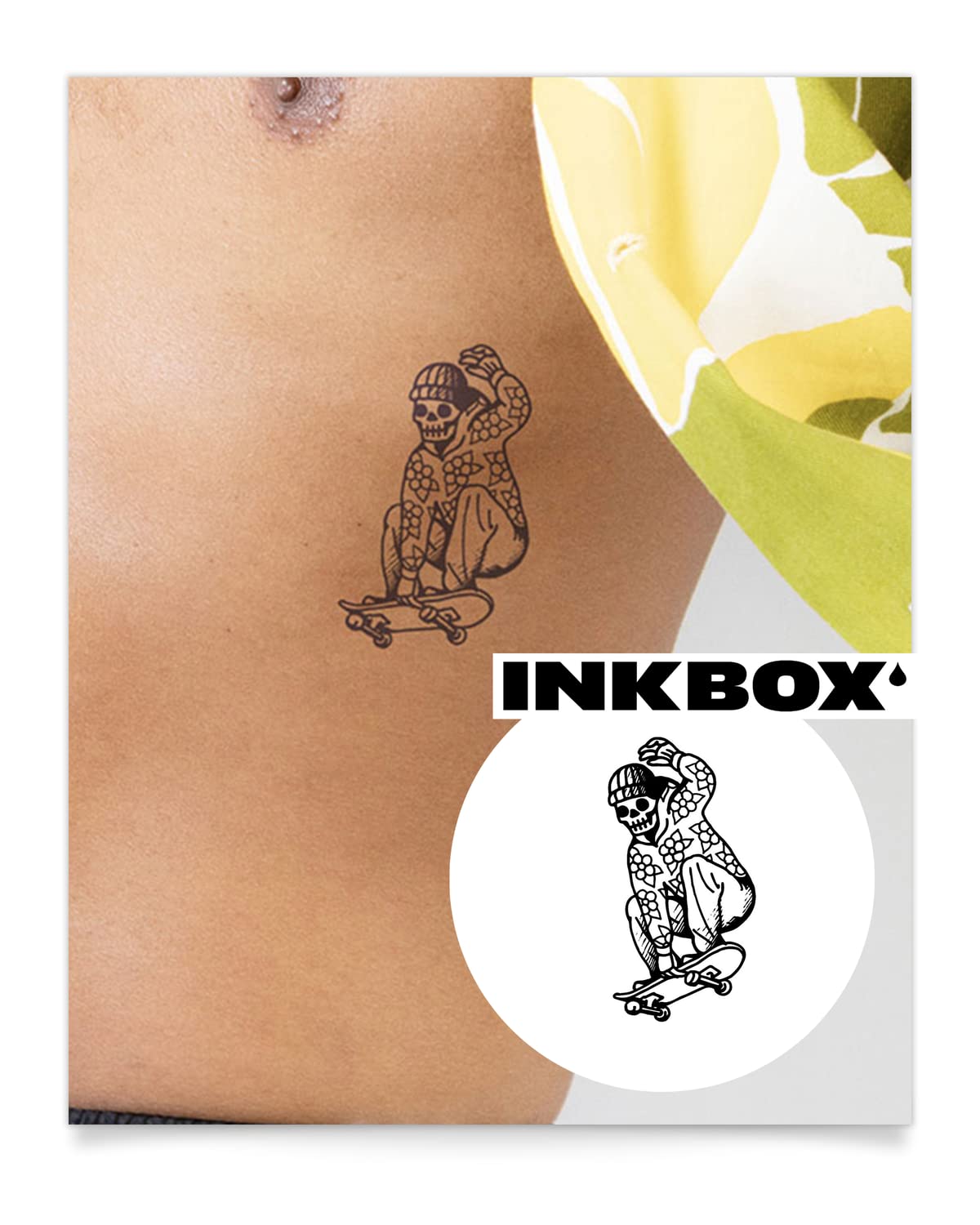 Inkbox Semi-Permanent Temporary Tattoo, Water-Resistant, Easy Application, Ollie, 4X4 In