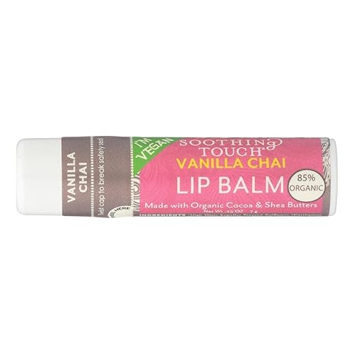 Soothing Touch Vegan Lip Balm - Vanilla Chai, 12 Pack, 0.25 Oz Each, Moisturizing Care