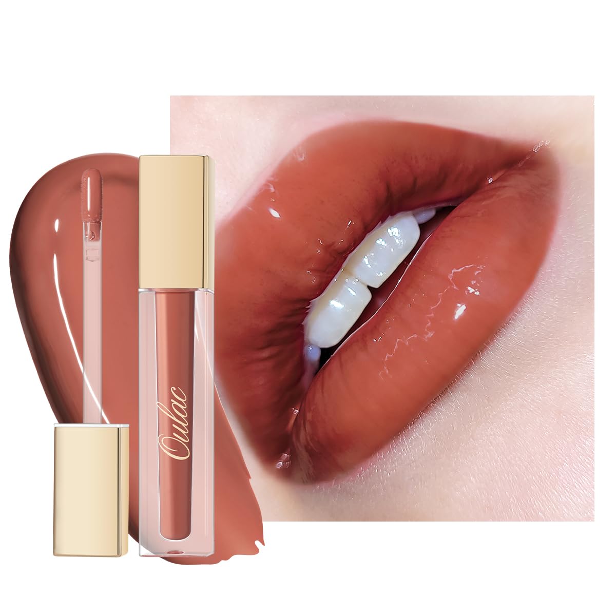 Oulac Shine Orange Liquid Lipstick - Hydrating Lip Plumper & Gloss With Vitamin E, 0.23 Fl Oz