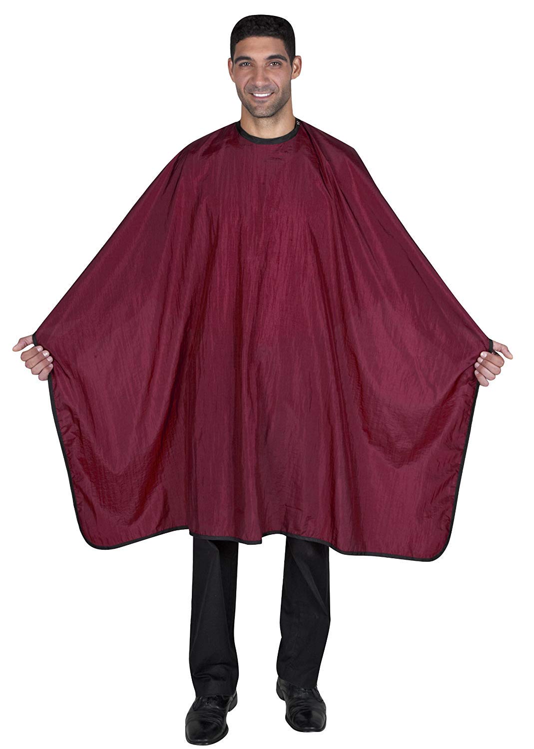 Betty Dain Burgundy Barber Cape - 54&quot;X60&quot;, Water Resistant Nylon, Snap Closure, Lightweight