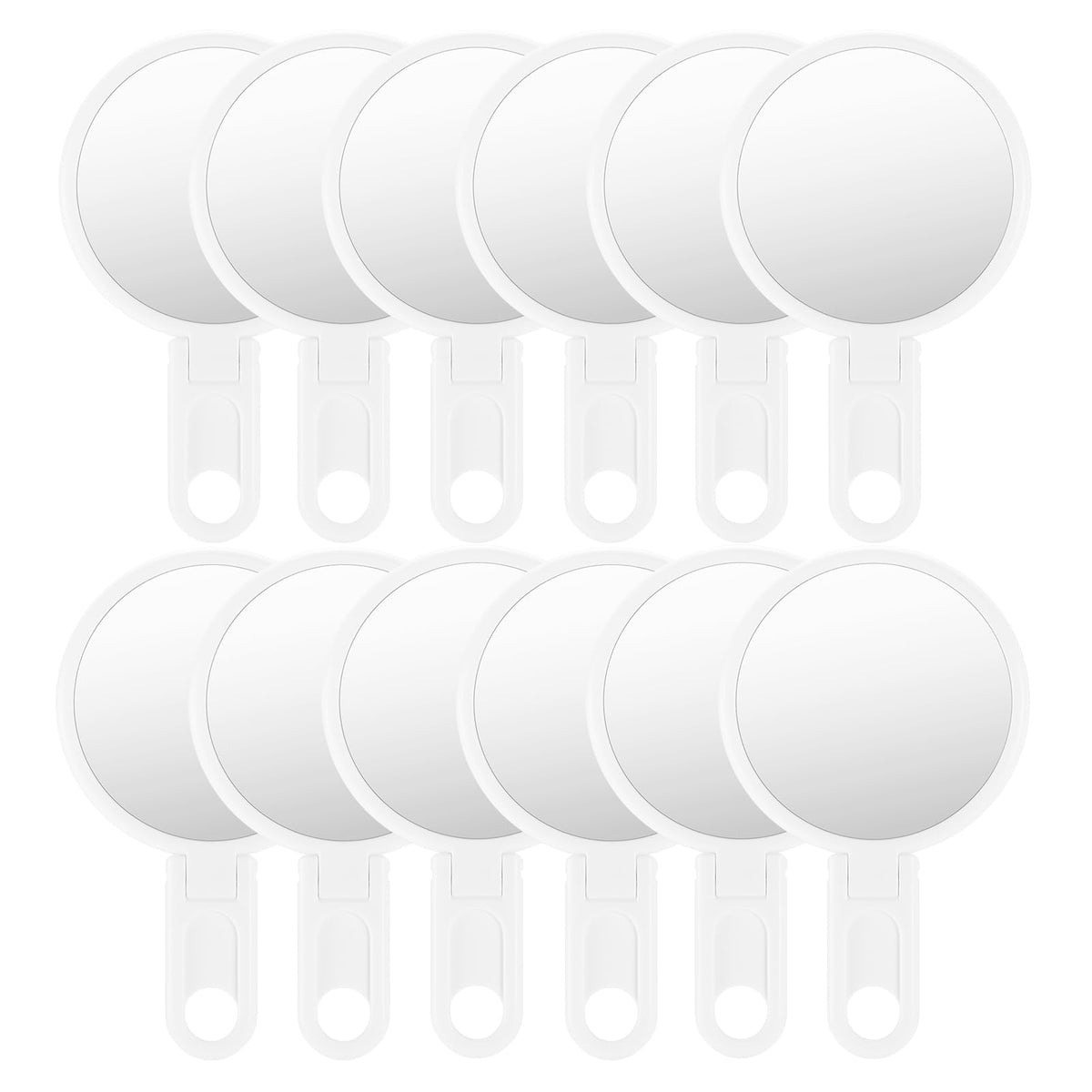 Omiro 3&quot; Compact Folding Mirror With Adjustable Handle, White, Pack Of 12 For Makeup