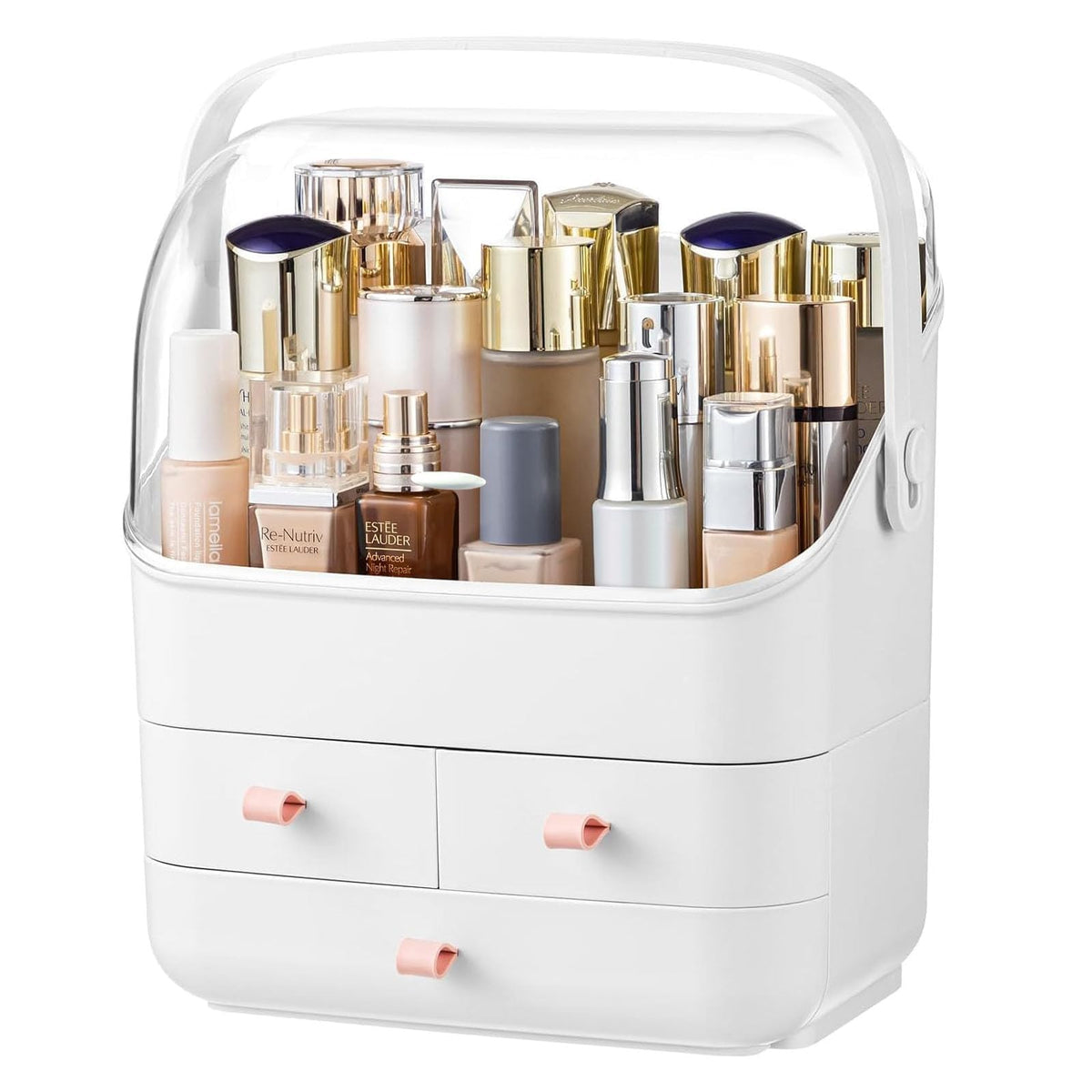 Hblife Waterproof Makeup Organizer - Dustproof Cosmetic Storage Box For Vanity, White