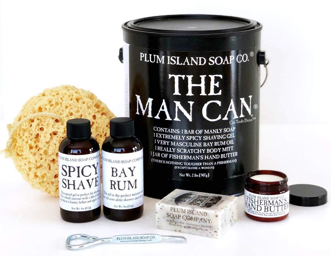 Plum Island Soap Company The Man Can Bath & Body Gift Set For Men - 8 Piece Black Collection