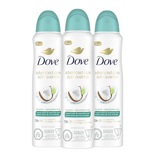 Dove Antiperspirant Deodorant Dry Spray, Coconut Water & Lime, 3Ct, 3.8 Oz - Od