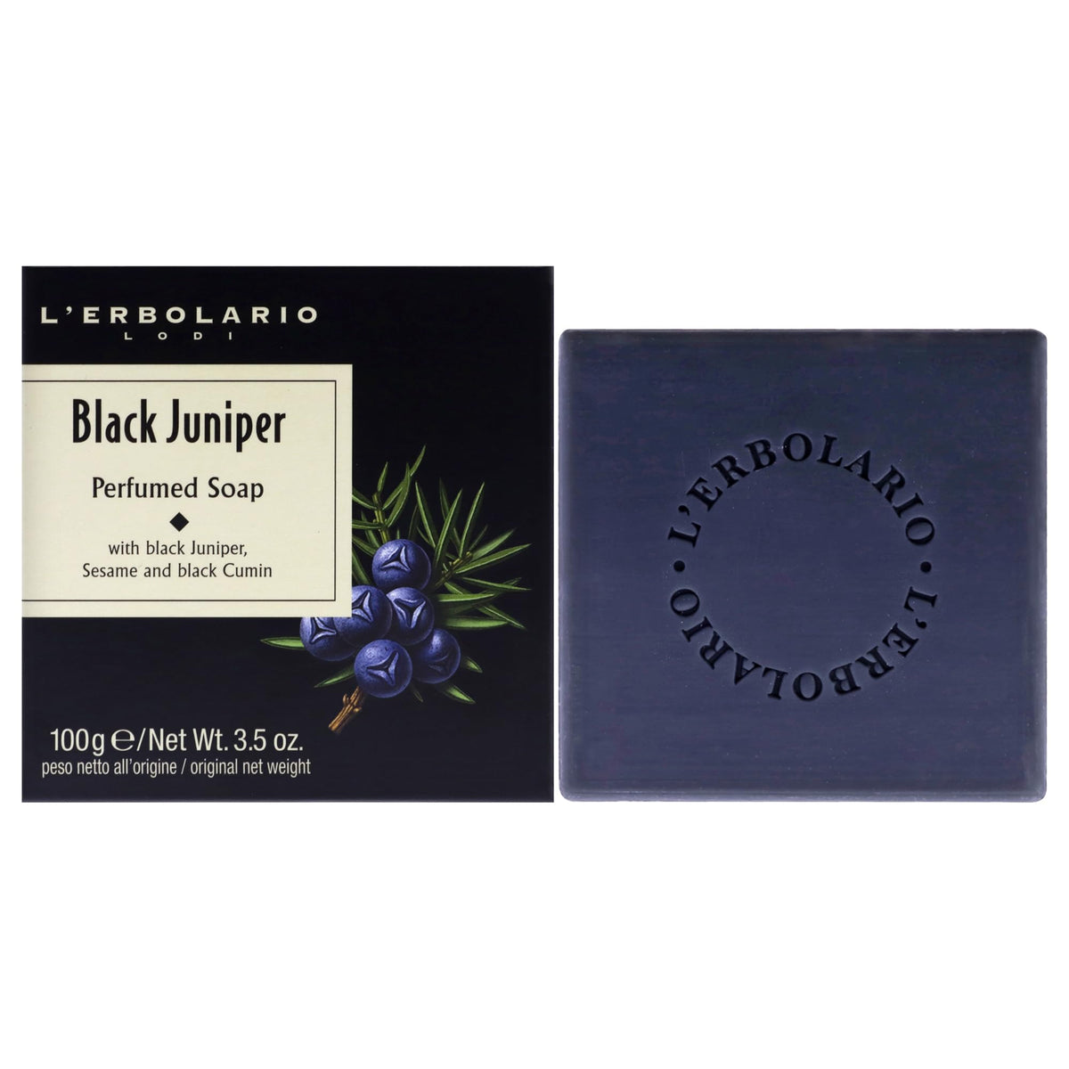 LErbolario Black Juniper Perfumed Bar Soap  Enriched With All Natural Ingredients And Aromatic Fragrances  Cleanses And Moist