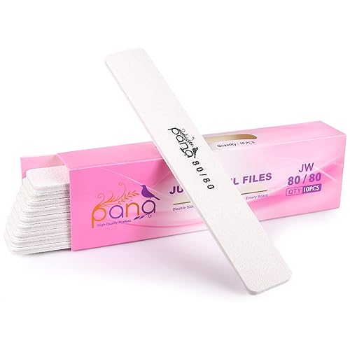 Pana Jumbo 10Pcs Double-Sided Emery Nail Files For Manicure & Pedicure - Grit 80/80, White