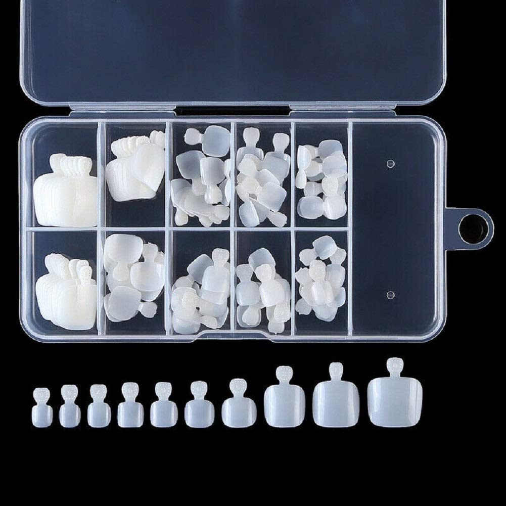 Yimart 500Pcs Fake Toenail Tips Set - Full Cover White Nail Art For Diy Foot Manicure