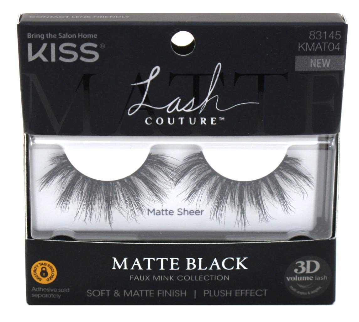 Kiss Lash Couture Matte Black Faux Mink Lashes, Pack Of 2 - Sheer Finish