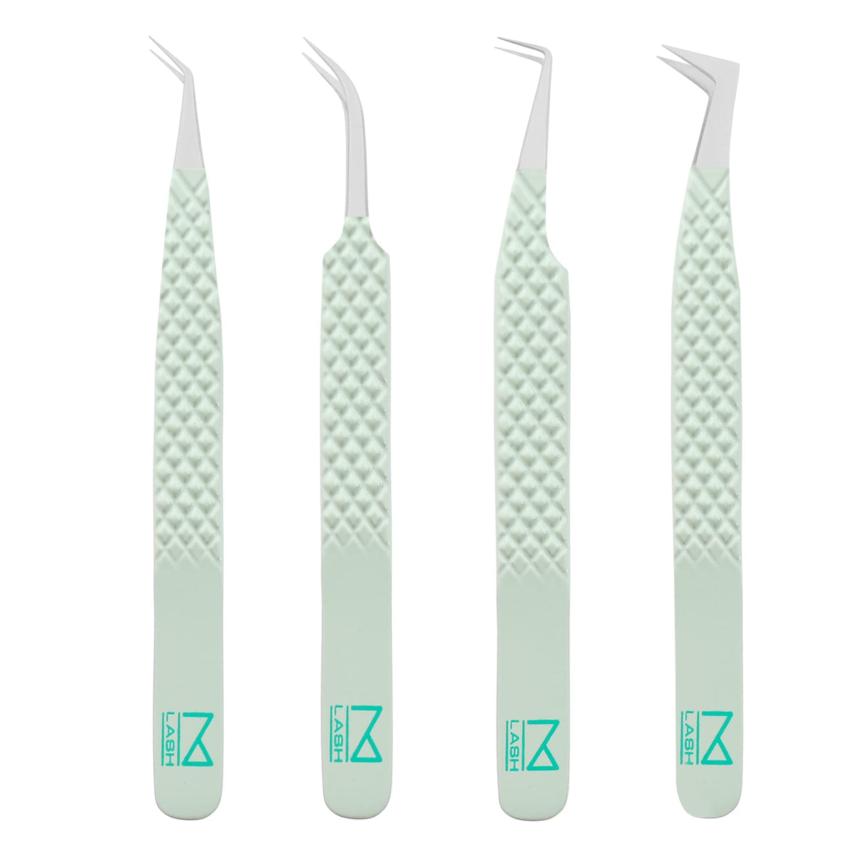 M LASH Eyelash Extension Tweezers Set - Professional Japanese Steel with Diamond Grip & Fiber Tip