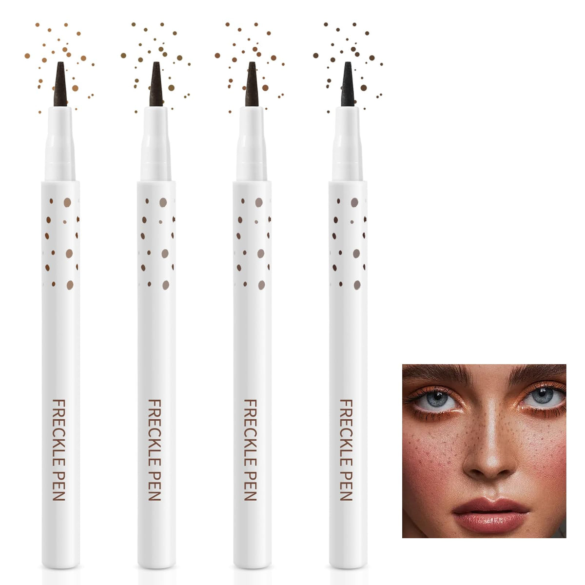 Afghouz Freckle Pen Set - 4 Colors Waterproof Makeup For Natural Sunkissed Skin